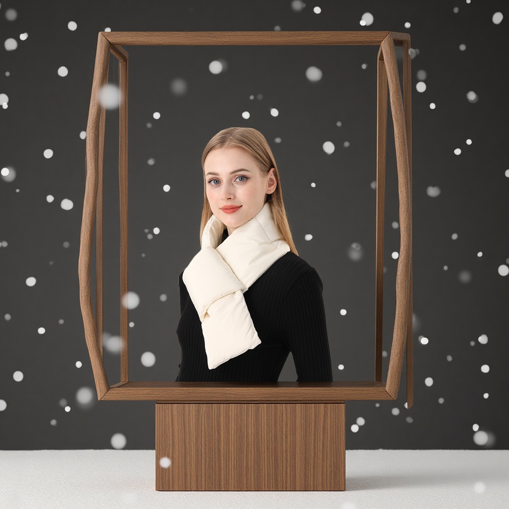 Korean winter women's warm scarf with a high-end feel, long solid color thickened cross-border down scarf, fashionable and versatile clothing accessory