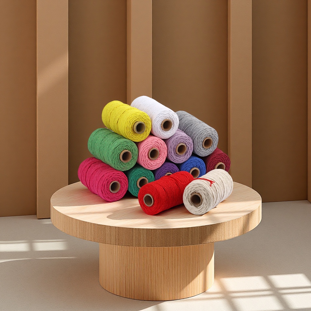 彩色棉绳DIY手工编织绳子3毫米粗棉线挂毯捆绑绳子纺织皮革辅料