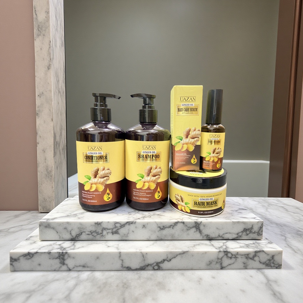 UAZAN跨境外贸生姜椰奶迷迭香摩洛哥油洗发水顺滑芳香清爽个护美发用品