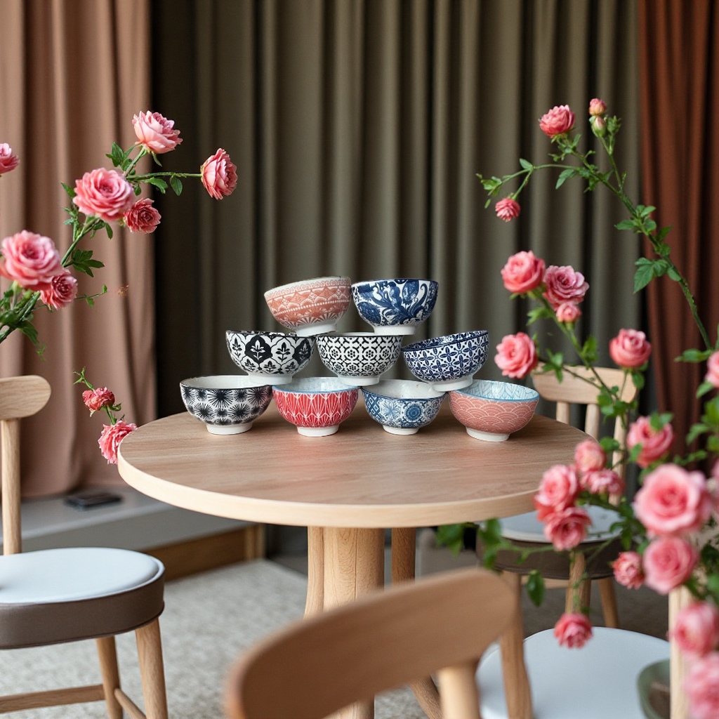 Ceramic bowls, household tableware, dining tables, soup bowls, creative ceramic tableware, kitchen tableware sets, heat-resistant and shock-resistant ceramic tableware, bowl and plate combinations Application Scenario