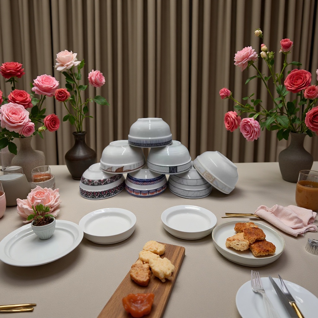 陶瓷碗家用餐具餐桌汤碗创意陶瓷餐具厨房餐具套装耐热耐摔陶瓷餐具碗碟组合