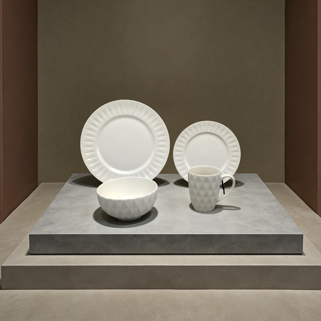 陶瓷餐具16头套装 家用餐具碗盘碟餐具套装餐具组合简约耐热餐具礼品装