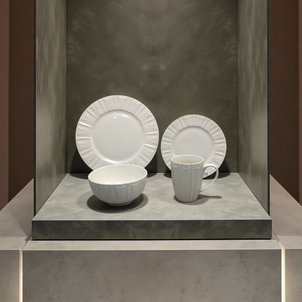 16-head ceramic tableware set, household tableware bowls, plates and dishes tableware set, tableware combination, simple and heat-resistant tableware gift set Item Picture