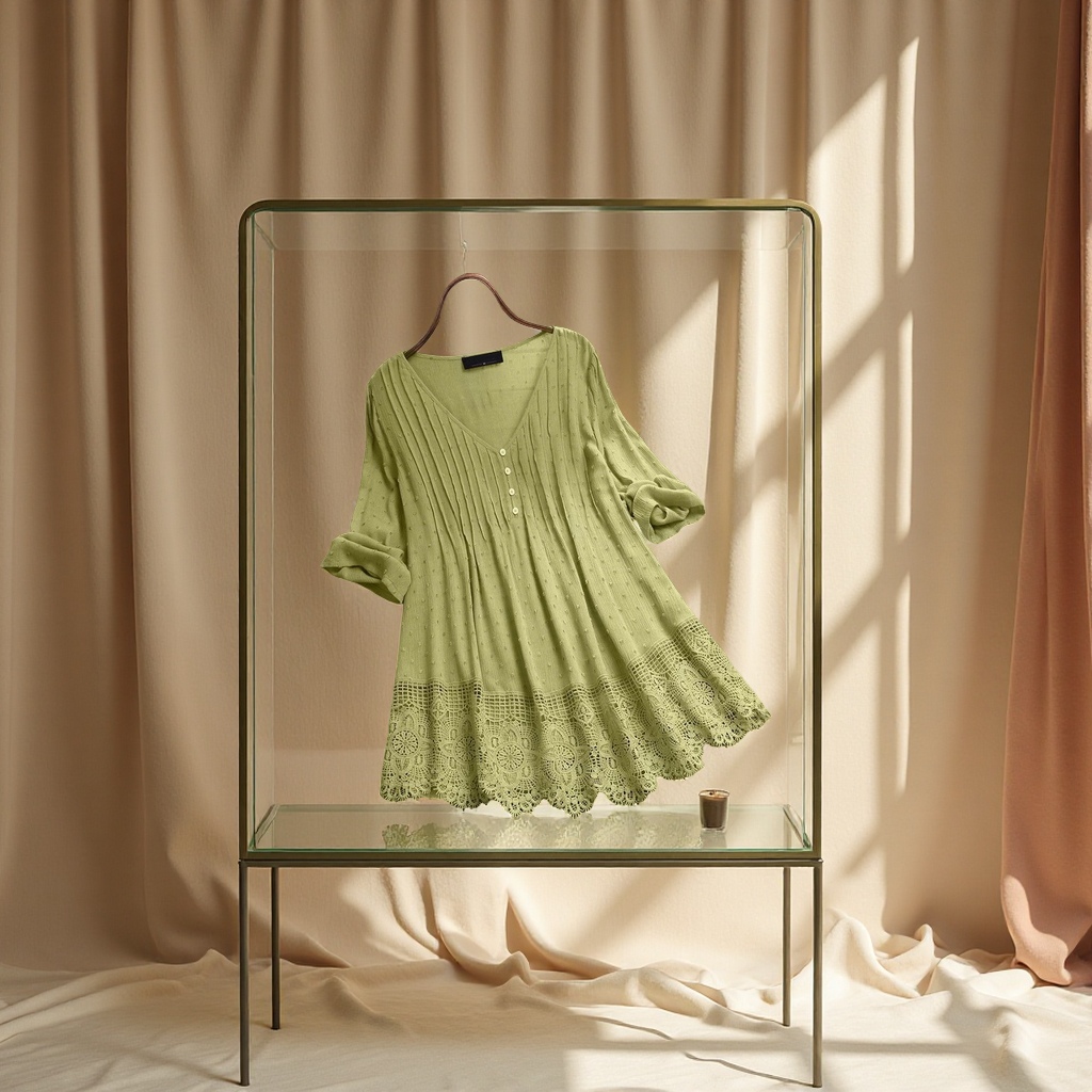 In the summer of 2024, there are some popular European and American items: loose jacquard lace cutout V-neck plus-size women's chiffon shirt and lace shirt Application Scenario