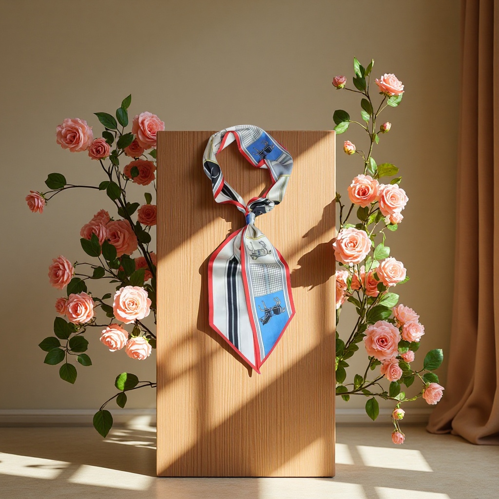 斜角四季领巾女春秋长条丝巾飘带绑包装饰法式小马风格围巾服装配饰