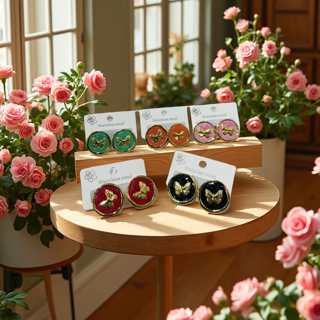 不锈钢滴油耳环时尚简约个性耳饰女潮流百搭耳坠配饰饰品