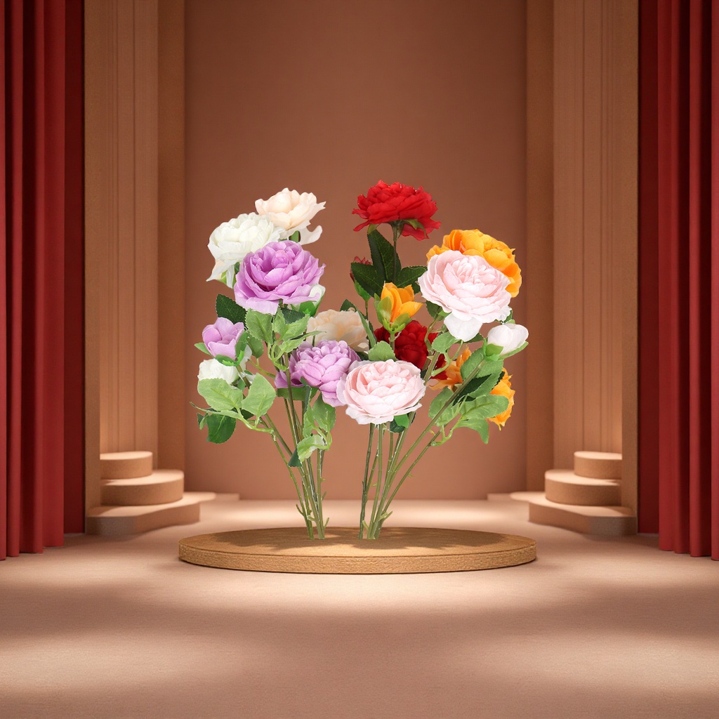 Peony three-headed wedding artificial flowers, home stage celebration arch decoration artificial flowers, gifts and handicrafts Application Scenario