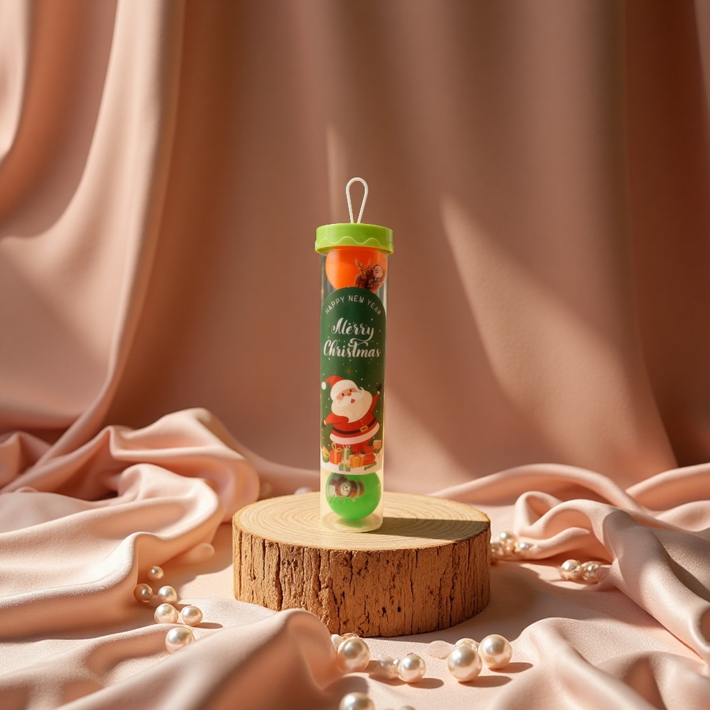 闪光橡胶球圣诞系列筒装趣味玩具儿童节日派对礼品新奇特节日装饰
