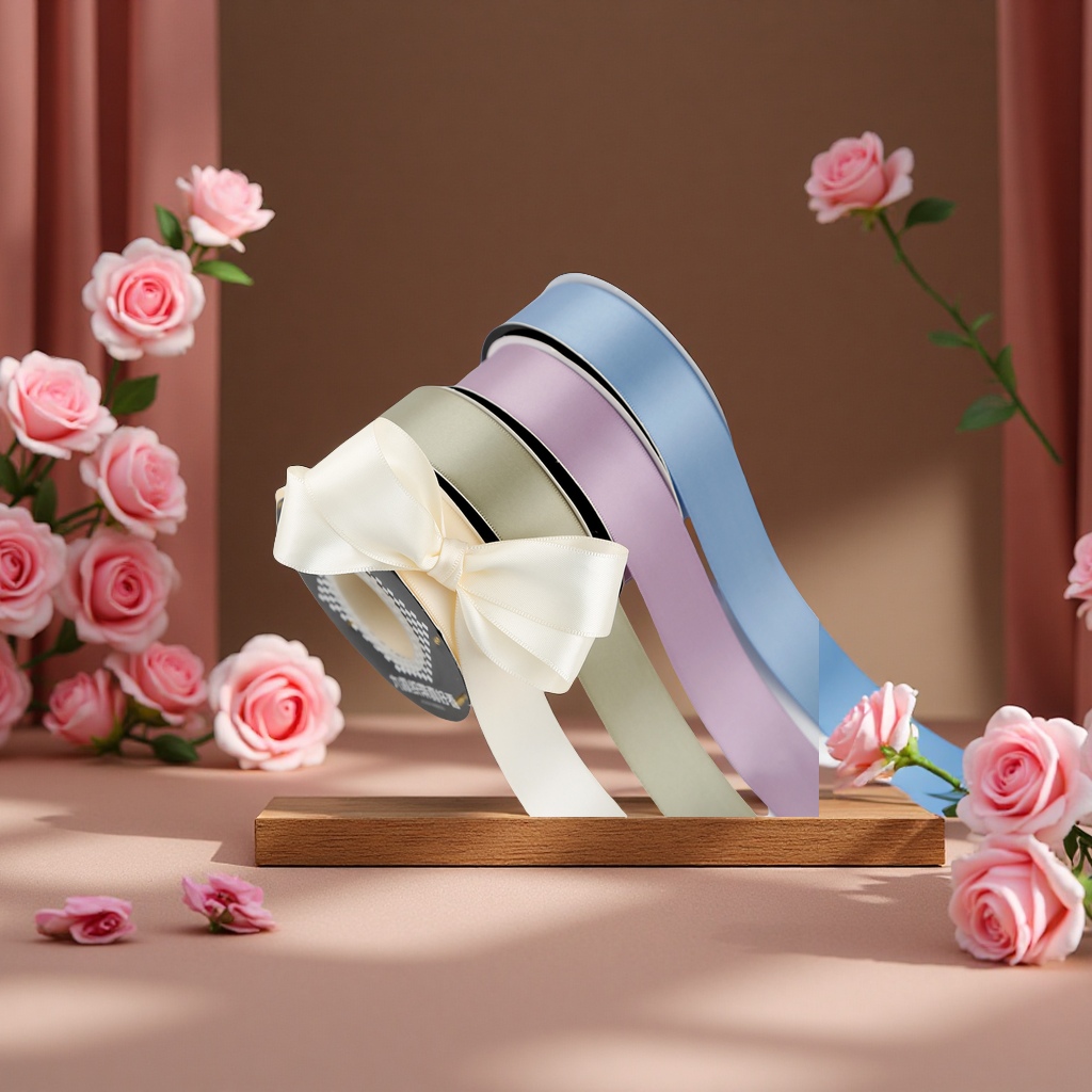 奈斯织带2.5cm双面加密丝带DIY涤纶缎带礼盒包装花束装饰蛋糕绶带服装配饰围巾丝巾防晒衣配件