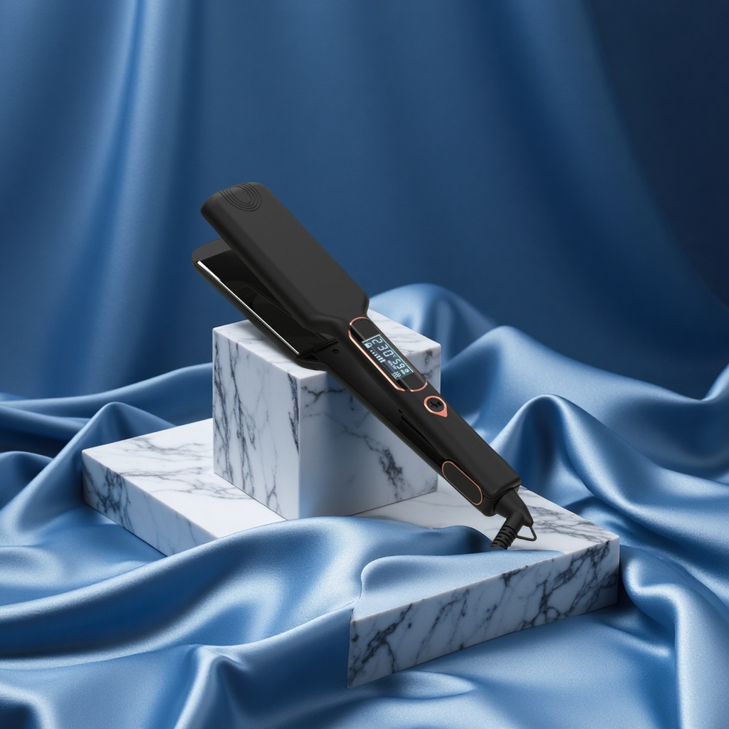 Mewells8636L哑黑宽板直发器50mm液晶控温家用烫发夹跨境电器恒温酒柜