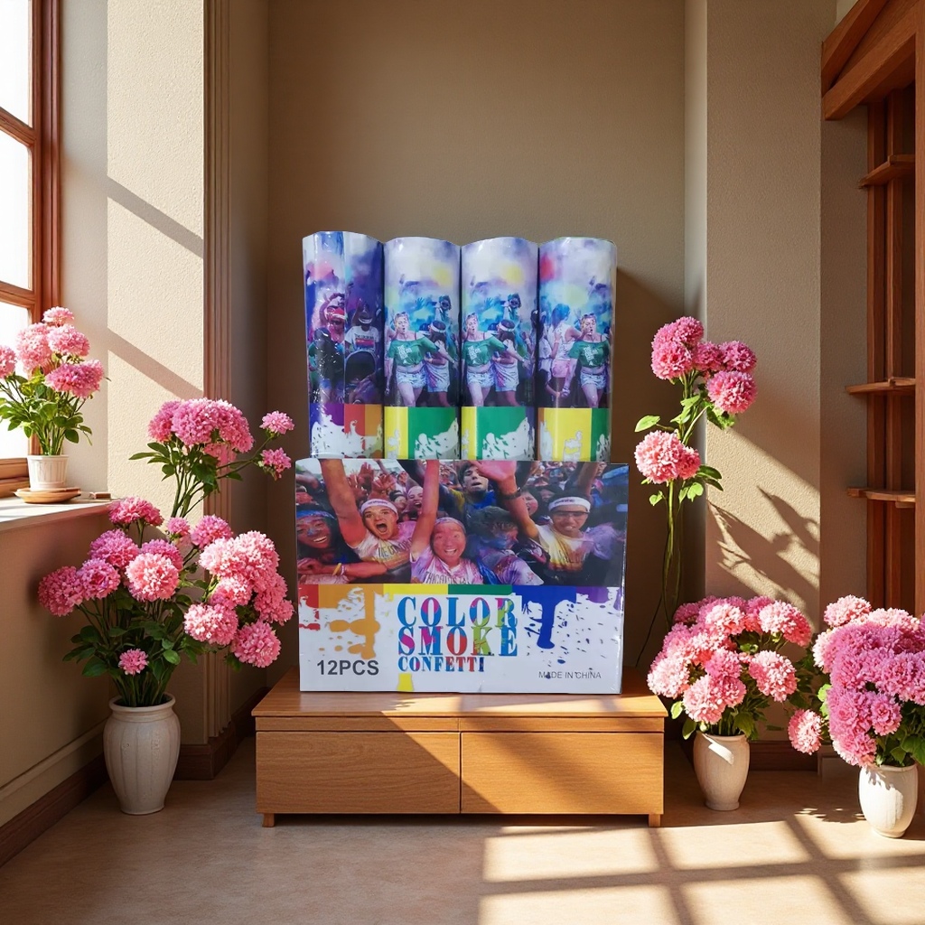 Pink and Blue Cross-border Exclusive children's festival party handheld rotating color powder salute, gender revelation celebration items Specification image