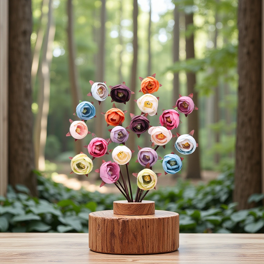 森系仿真茶花花苞DIY材料手工花环胸花婚庆装饰外贸爆款纸质工艺品