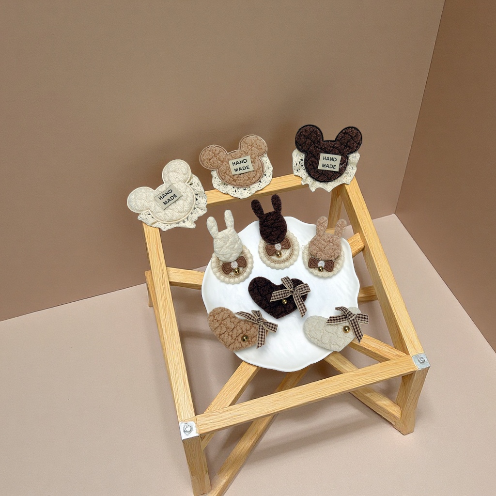 可爱毛绒小熊小兔子爱心蝴蝶结头饰服装辅料DIY鞋袜帽子发夹配件饰品