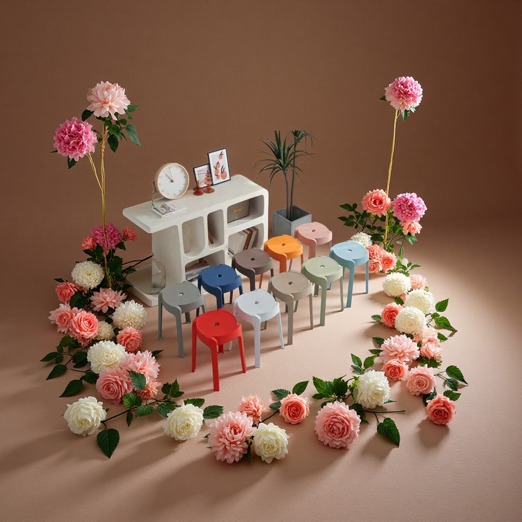 多功能收纳小圆凳省空间家用简约实用储物凳小巧便携座椅组合款