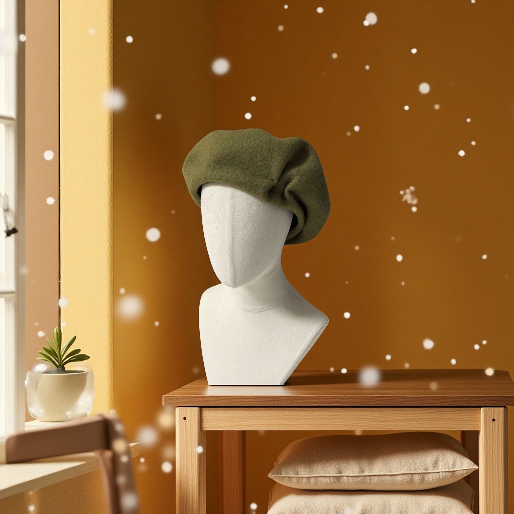 Woolen hats, warm hats, knitted beret hats, oversized head circumference, winter woolen hats, fashionable trends details Picture