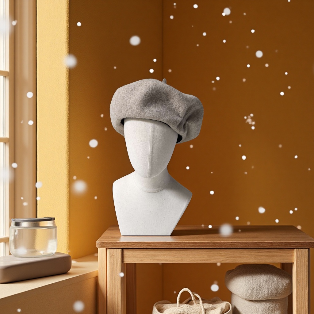 Woolen hats, warm hats, knitted beret hats, oversized head circumference, winter woolen hats, fashionable trends Specification image