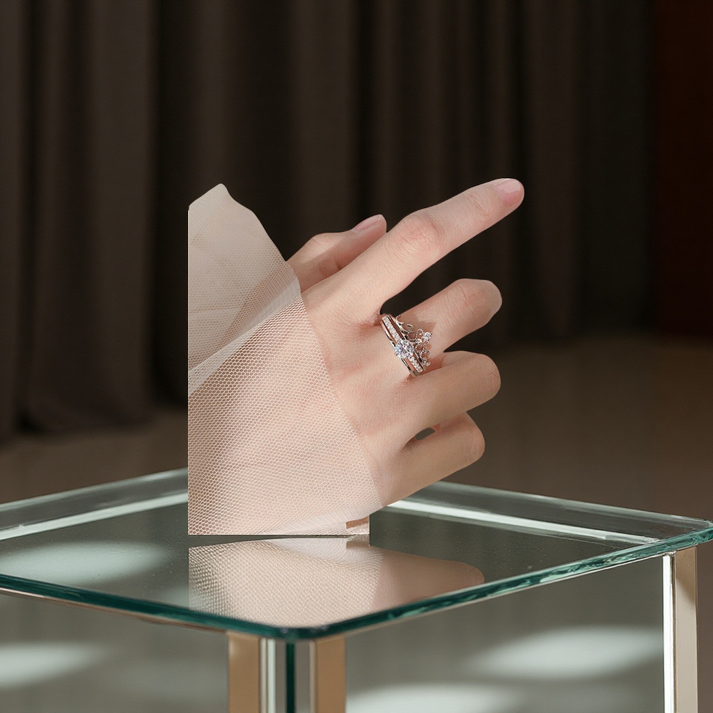 欧美风跨境皇冠戒指女款两用可拆卸轻奢百搭饰品批发