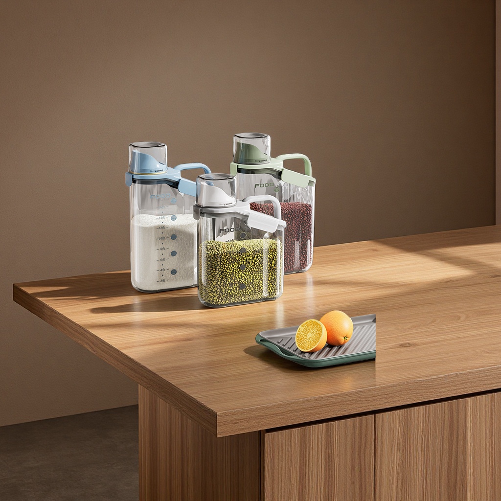 Multi-functional insect-proof and moisture-proof sealed grain jar, household kitchen transparent rice bucket, five-grain storage box, storage wonder