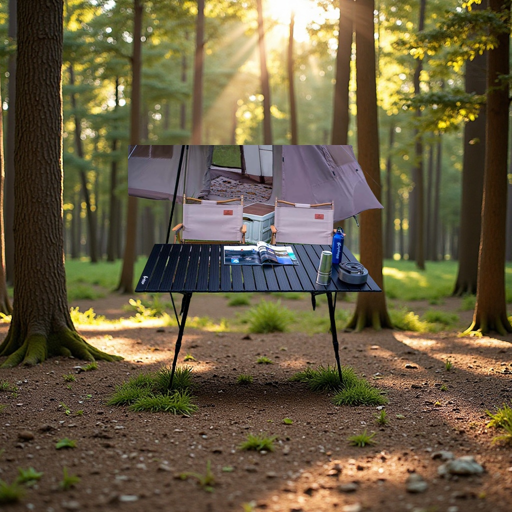 Xanuoduoji outdoor folding barbecue table, portable aluminum alloy lifting camping table, camping supplies, sports mountain picnic table and chairs