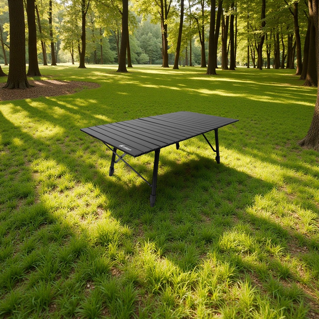 Xanuoduoji outdoor folding barbecue table, portable aluminum alloy lifting camping table, camping supplies, sports mountain picnic table and chairs Item Picture