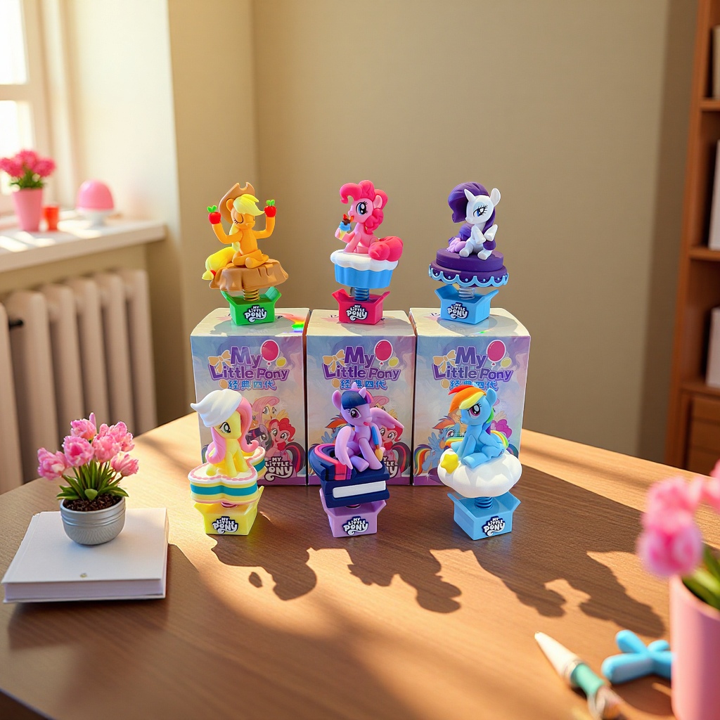 正版小马宝莉手办摇摇乐摆件碧琪紫悦可爱公仔桌面装饰工艺品礼品动漫周边