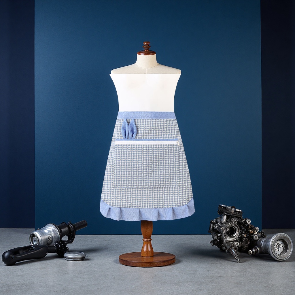 New canvas half-length apron for kitchen, home cooking, dust-proof and stain-proof waist wrap, home dining, wear-resistant, dirt-resistant, breathable and cute work clothes for women