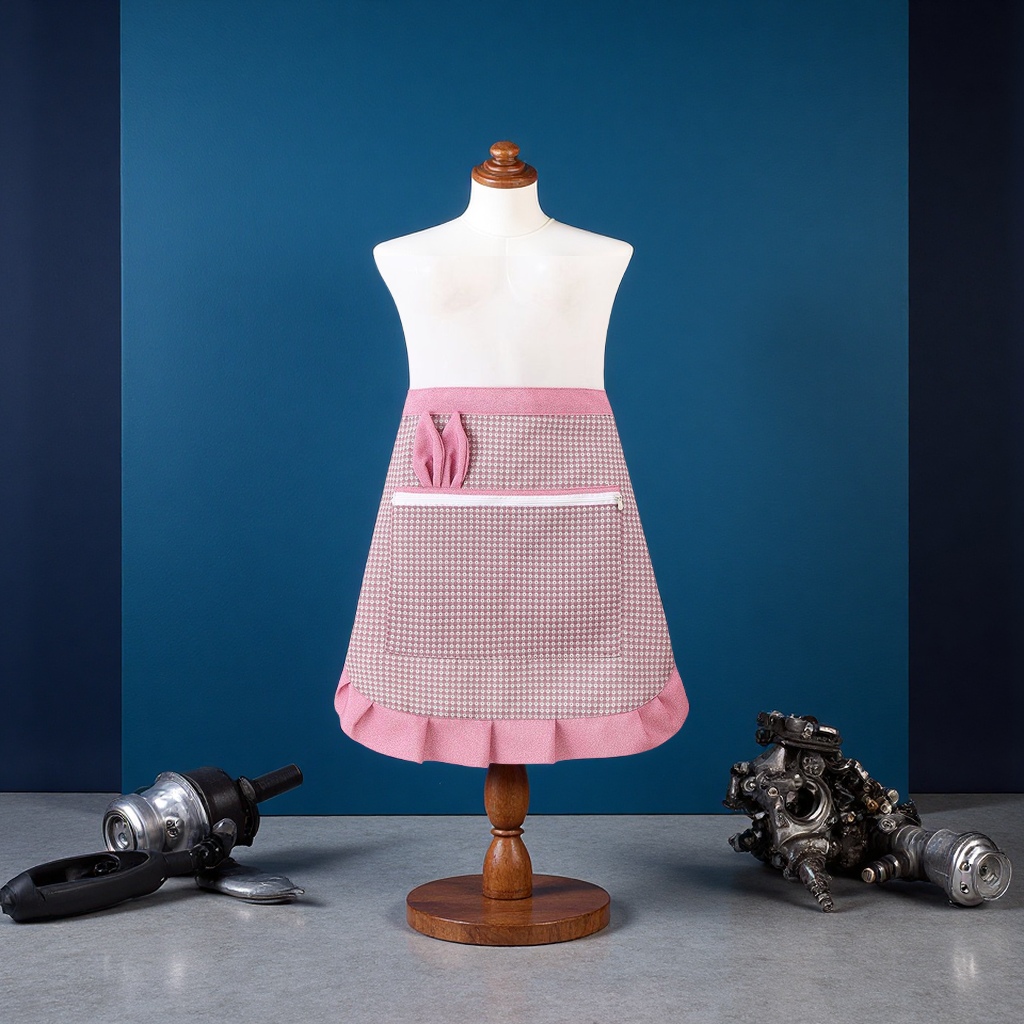 New canvas half-length apron for kitchen, home cooking, dust-proof and stain-proof waist wrap, home dining, wear-resistant, dirt-resistant, breathable and cute work clothes for women details Picture