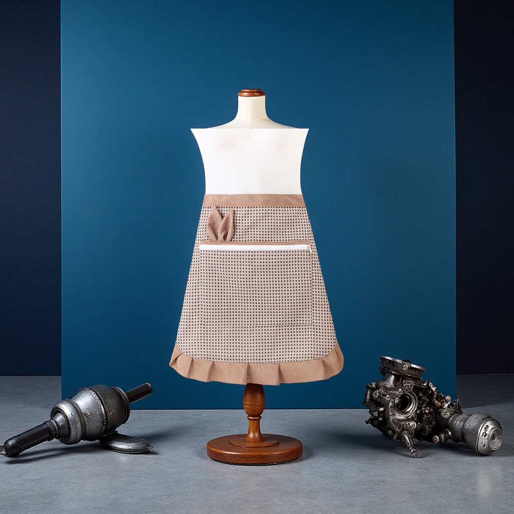 New canvas half-length apron for kitchen, home cooking, dust-proof and stain-proof waist wrap, home dining, wear-resistant, dirt-resistant, breathable and cute work clothes for women Specification image