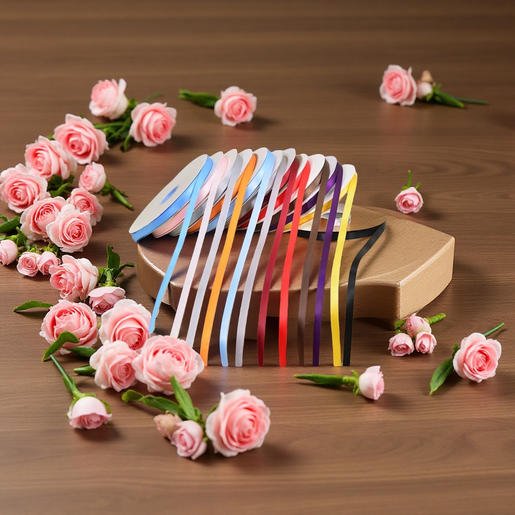 芭蕾风纯色涤纶丝带1cm鲜花蛋糕烘培包装手工DIY装饰服装配饰围巾丝巾防晒衣绶带