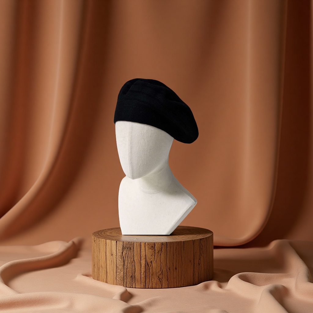 Woolen hat, knitted woolen sheep hat, warm winter, fashionable women's inch striped hat, cashmere women's hat Specification image