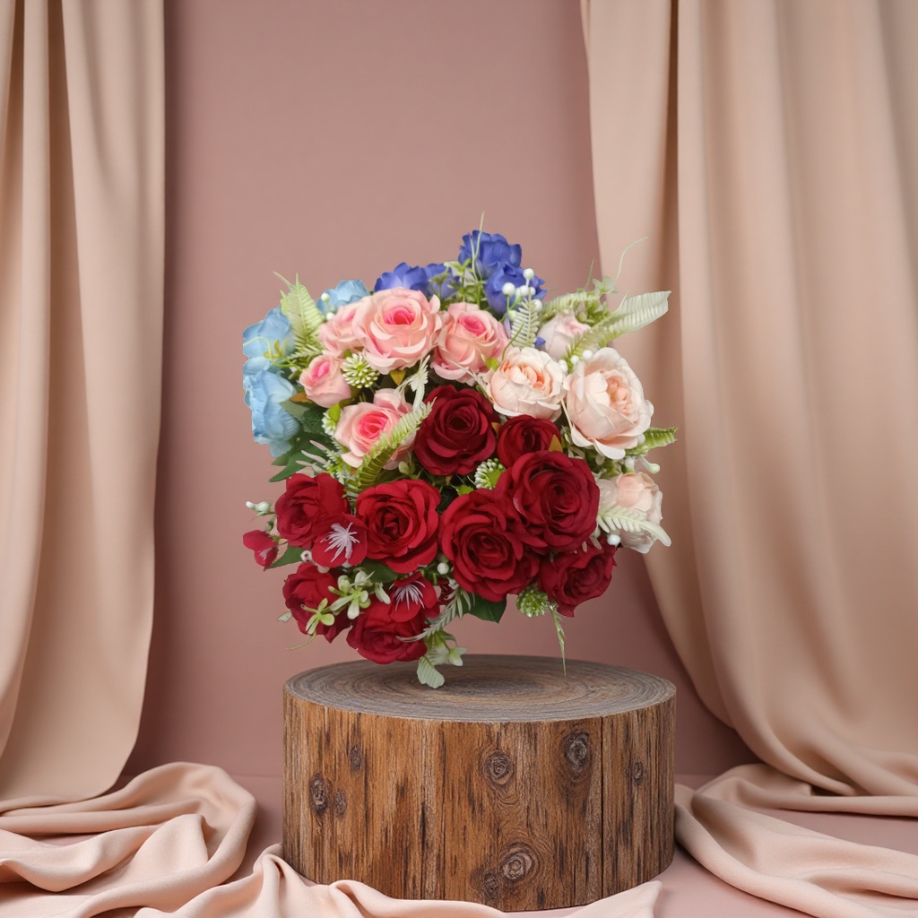 Simulated rose crochet bouquets, hand-knitted floral art, DIY hair accessories, wedding decorations Application Scenario
