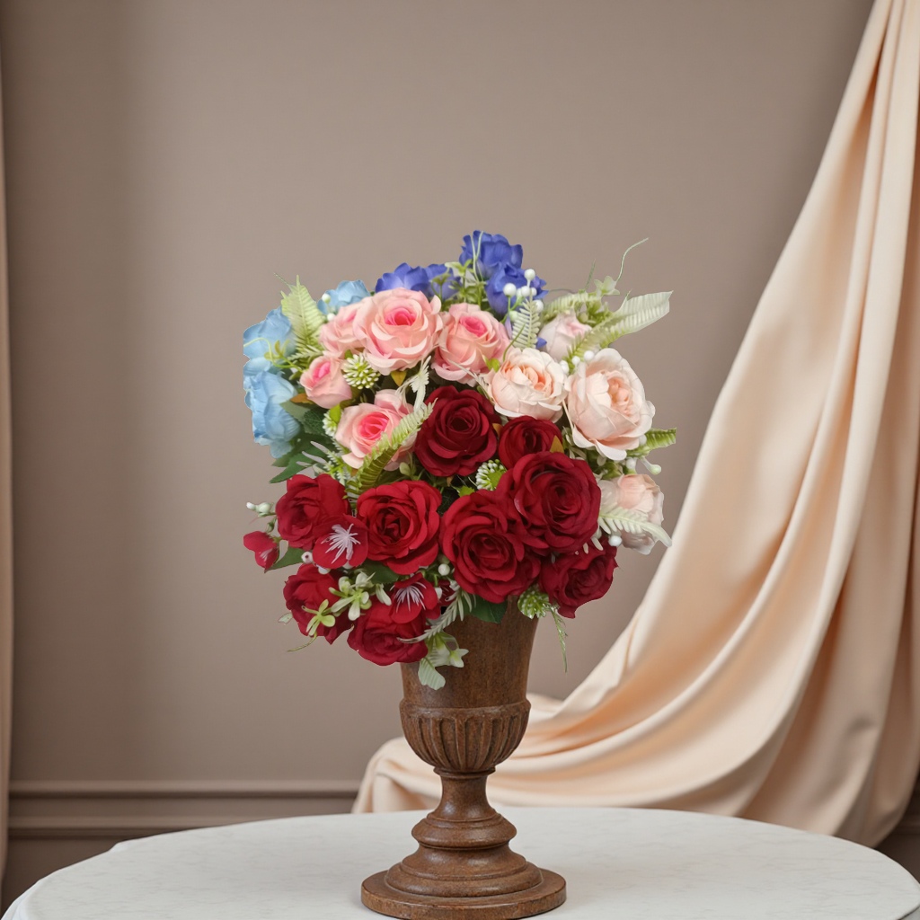 Simulated rose crochet bouquets, hand-knitted floral art, DIY hair accessories, wedding decorations Specification image