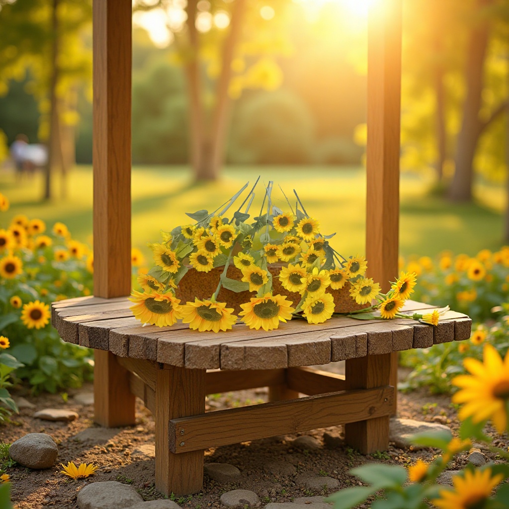 Sunflower bouquets in full bloom, sunny sunflower dried flower arrangements, multi-head floral art, green plants, potted plants, gifts Specification image