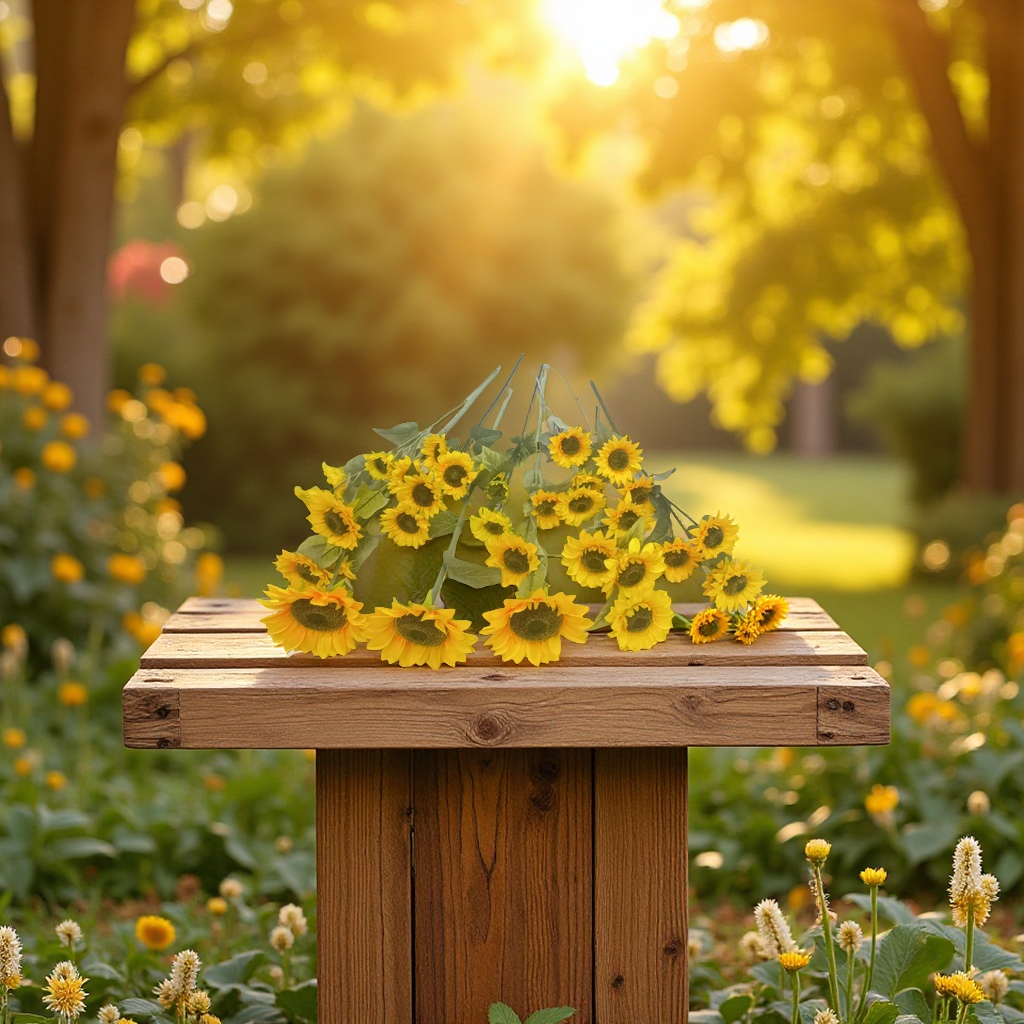 Sunflower bouquets in full bloom, sunny sunflower dried flower arrangements, multi-head floral art, green plants, potted plants, gifts