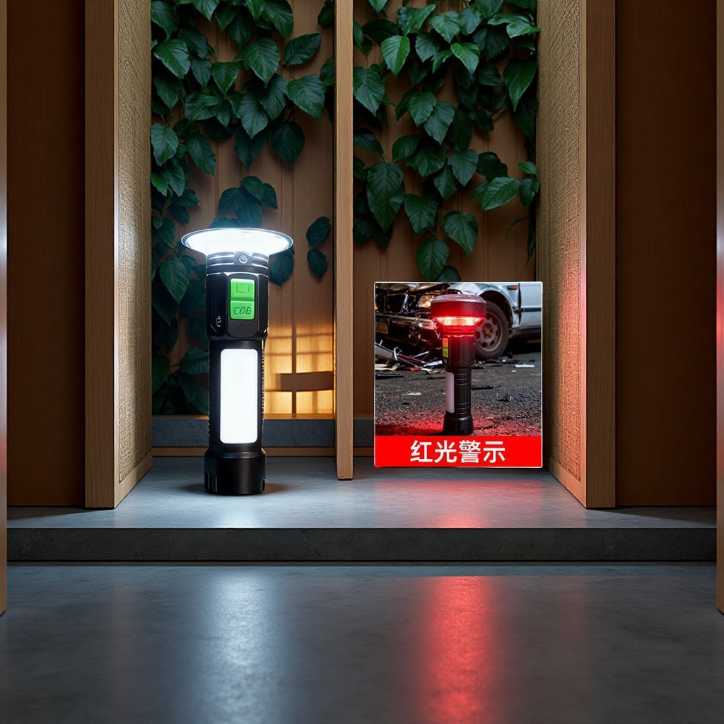 Cross-border bestseller multi-source high-intensity flashlight with magnet, inspection warning, camping lighting, daily necessities, handheld multi-functional lamp