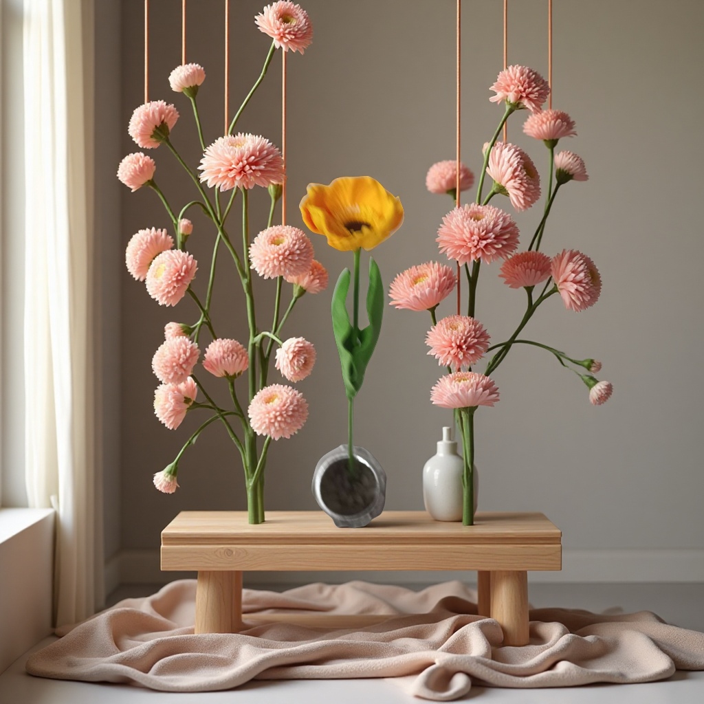 花卉:非洲菊，仿真花，假花，绢花细节图