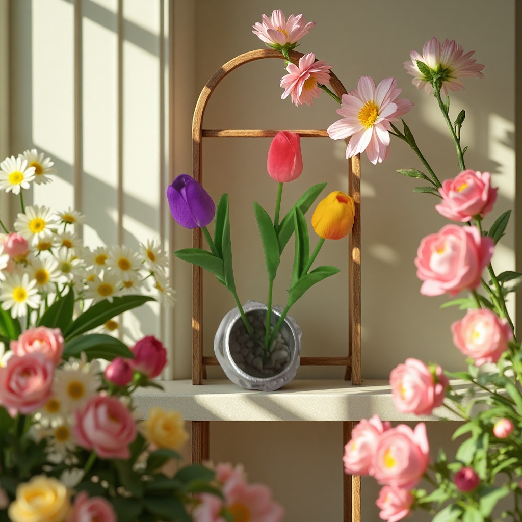 Artificial flower crocheted handcrafted bouquets, peony artificial flowers, interior decoration, and artificial flower art ornaments in multiple colors to choose from Application Scenario