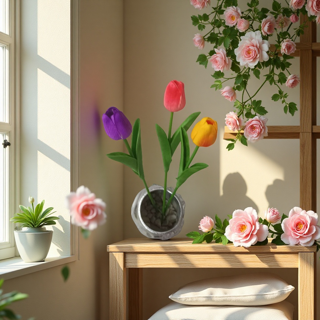 仿真花钩织手工花束牡丹假花室内装饰仿真花艺摆件多色可选