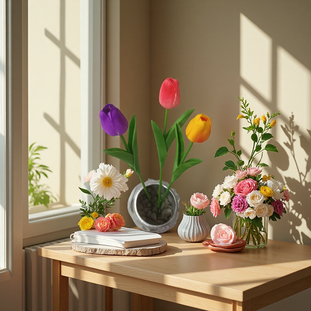 Artificial flower crocheted handcrafted bouquets, peony artificial flowers, interior decoration, and artificial flower art ornaments in multiple colors to choose from details Picture
