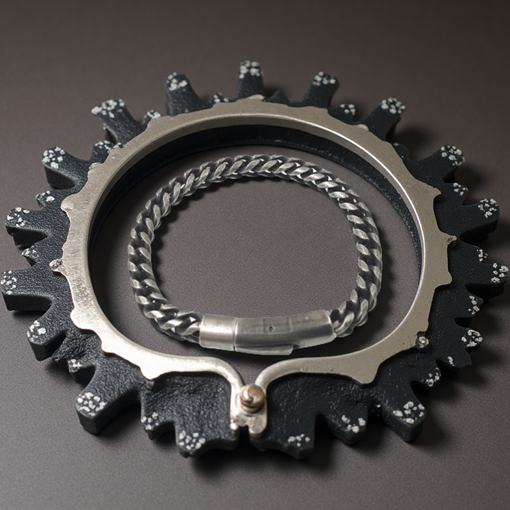 European and American retro aged titanium steel men's bracelet, trendy and powerful stainless steel jewelry, fashionable accessories on both sides Specification image