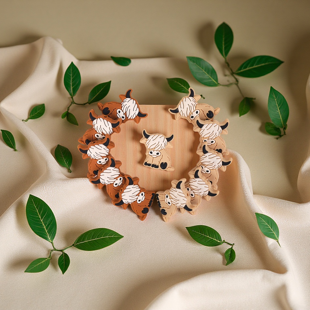 浙盛亚马逊卡通牦牛硅胶珠儿童出牙项链配件婴儿奶嘴链散珠益智玩具科教磁力片磁力球积木详情图1