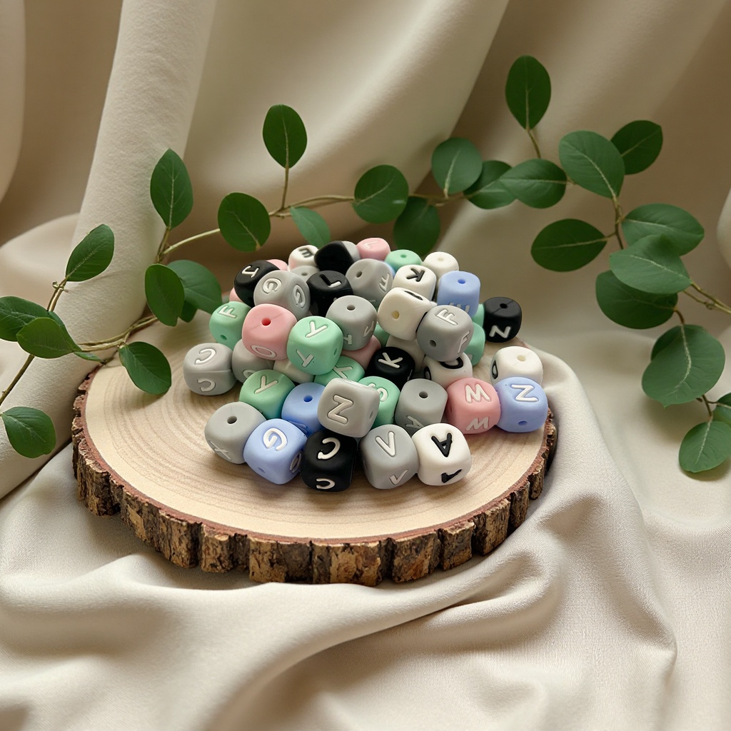 Zhejiang Sheng Baby Silicone Letter Beads 12mm loose bead accessories anti-drop Chain Infant dental Rubber Jewelry wholesale stock rubber and plastic silicone rubber full figure