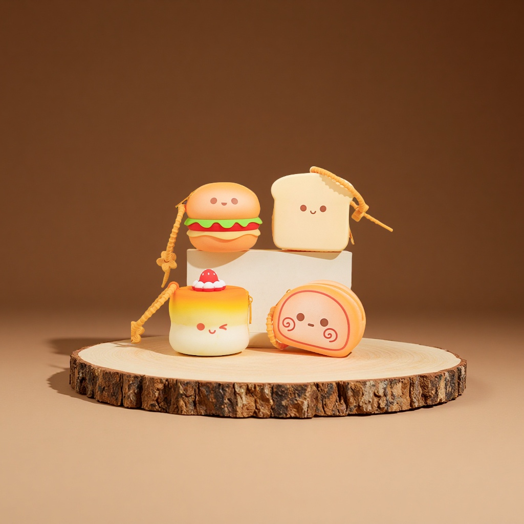 Simulated dessert, hamburger, toast, soft silicone coin purse, Bluetooth headphones, storage mini bag, children's pendant, luggage, leather goods, children's coin purse