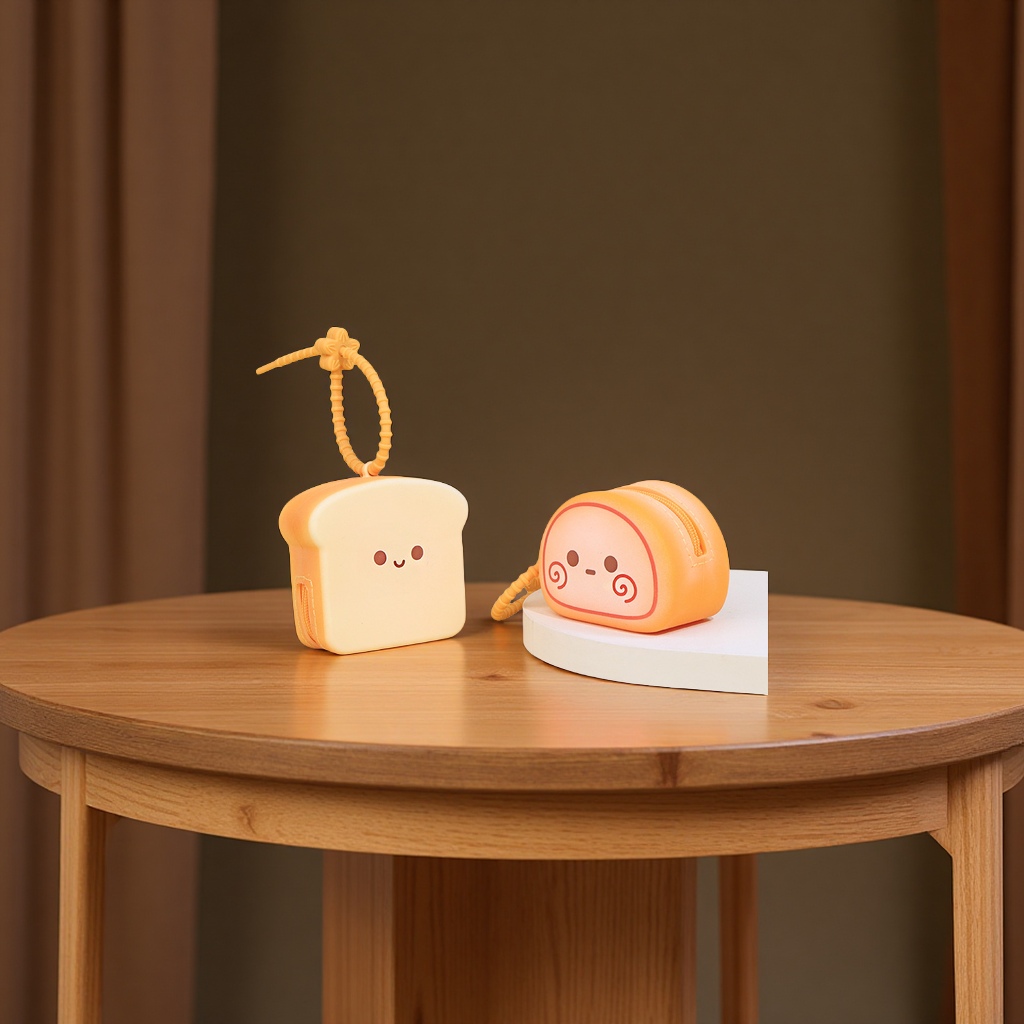 Simulated dessert, hamburger, toast, soft silicone coin purse, Bluetooth headphones, storage mini bag, children's pendant, luggage, leather goods, children's coin purse details Picture