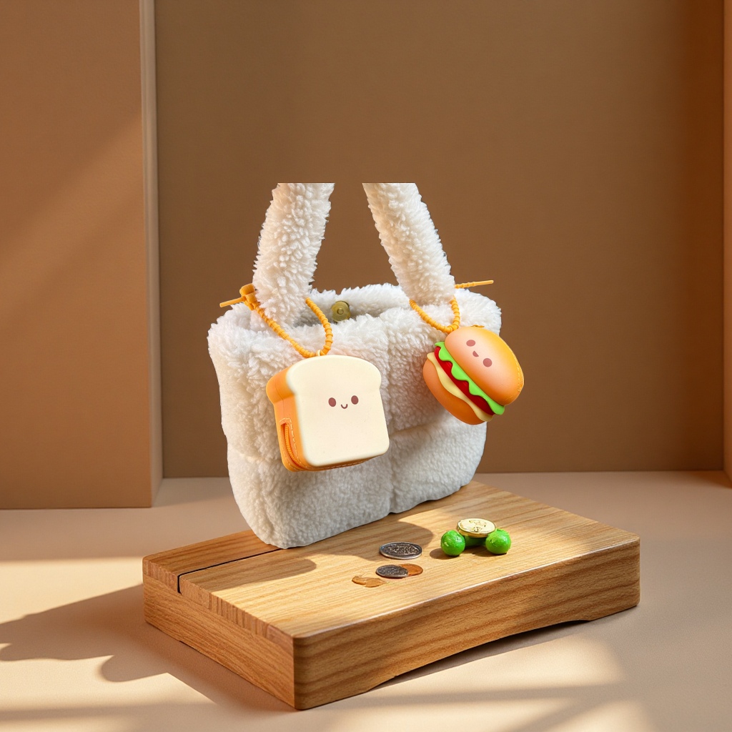 Simulated dessert, hamburger, toast, soft silicone coin purse, Bluetooth headphones, storage mini bag, children's pendant, luggage, leather goods, children's coin purse Application Scenario