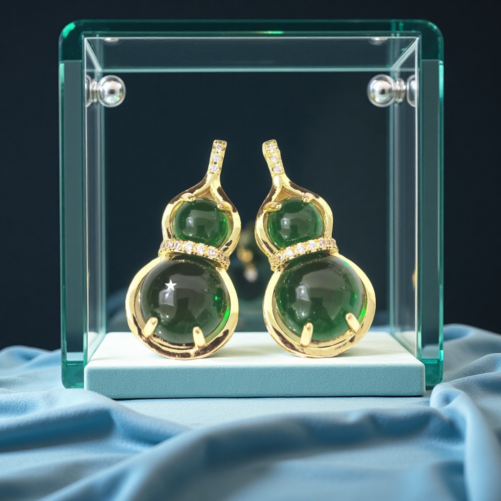 新款感温石葫芦吊坠网络爆款葫芦双全项链配件随温变色饰品耳饰耳环