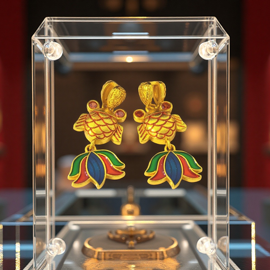 Ancient-style gold electroplating, retro and dynamic koi fish, hand-dripping oil, ocean series colorful earrings, excluding necklace, wholesale accessories and earrings Application Scenario