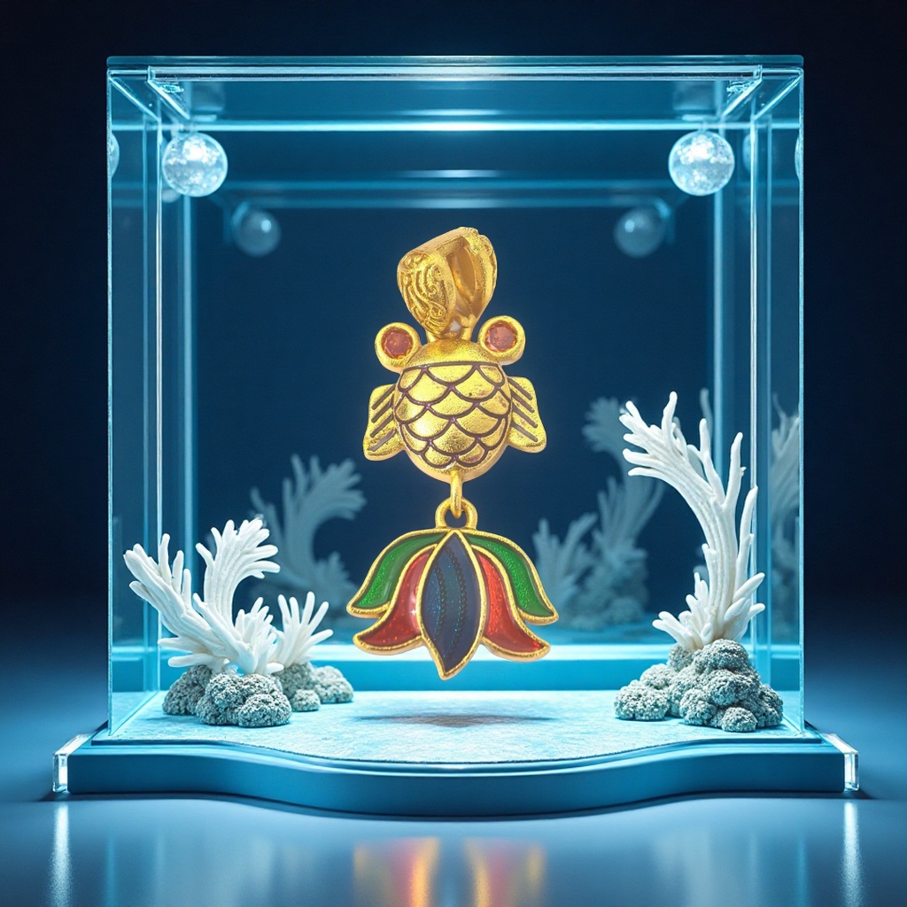 Ancient-style gold electroplating, retro and dynamic koi fish, hand-dripping oil, ocean series colorful earrings, excluding necklace, wholesale accessories and earrings Item Picture