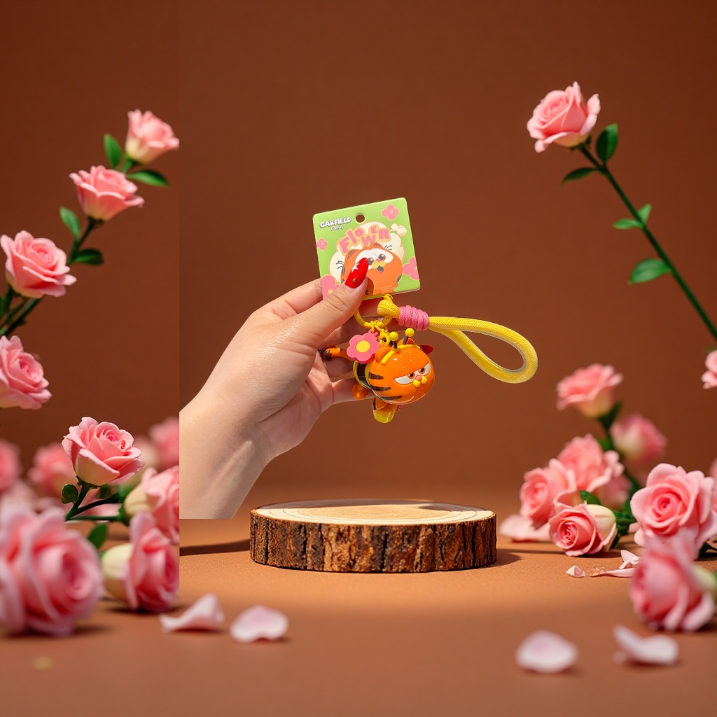 Wholesale of genuine Garfield Bee Flower series keychains, couple cute schoolbags, pendants and plush fabric figurines from Fuqilai