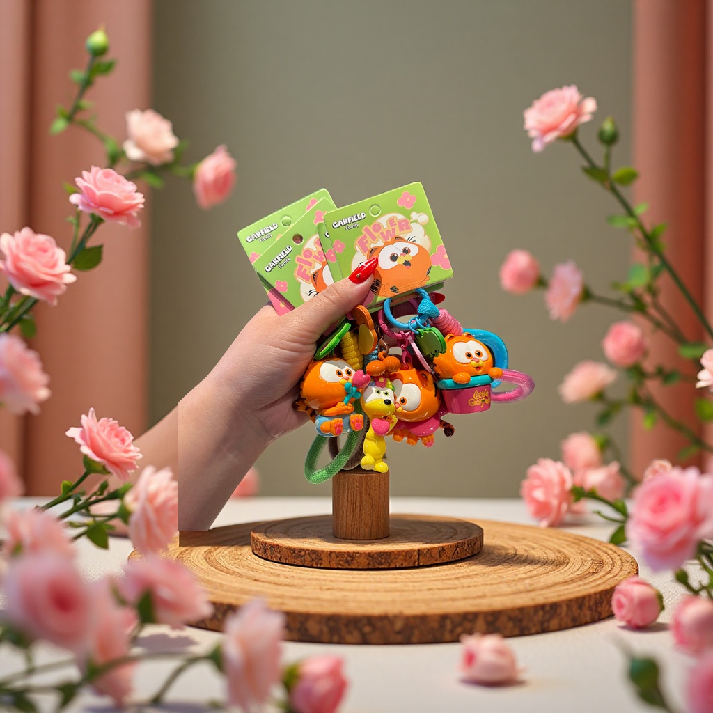 Wholesale of genuine Garfield Bee Flower series keychains, couple cute schoolbags, pendants and plush fabric figurines from Fuqilai Specification image
